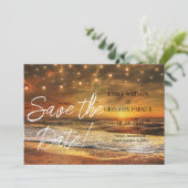 Summer Blue Ocean Beach Wedding Invitations Save The Date (Staand voorkant)