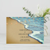 Summer Blue Ocean Beach Wedding Invitations Save The Date (Staand voorkant)