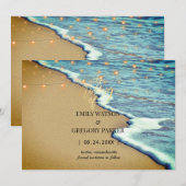 Summer Blue Ocean Beach Wedding Invitations Save The Date (Voorkant / Achterkant)