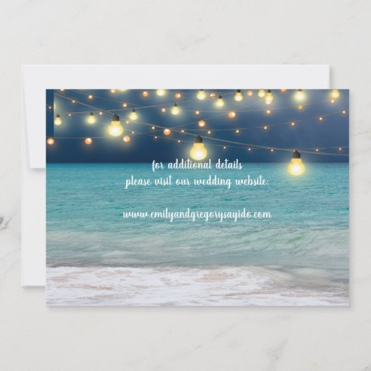 Summer Blue Ocean Beach Wedding Invitations Save The Date (Achterkant)