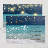 Summer Blue Ocean Beach Wedding Invitations Save The Date (Voorkant / Achterkant)