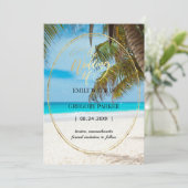 Summer Blue Ocean Beach Wedding Invitations Save The Date (Staand voorkant)