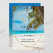 Summer Blue Ocean Beach Wedding Invitations Save The Date (Voorkant / Achterkant)