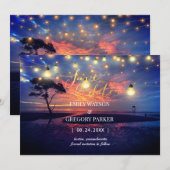 Summer Blue Ocean Beach Wedding Invitations Save The Date (Voorkant / Achterkant)