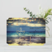 Summer Blue Ocean Beach Wedding Invitations Save The Date (Staand voorkant)