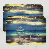 Summer Blue Ocean Beach Wedding Invitations Save The Date (Voorkant / Achterkant)