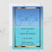 Summer Blue Ocean Beach Wedding Invitations Save The Date (Voorkant)