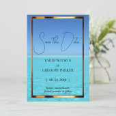 Summer Blue Ocean Beach Wedding Invitations Save The Date (Staand voorkant)