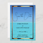 Summer Blue Ocean Beach Wedding Invitations Save The Date (Voorkant / Achterkant)