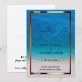 Summer Blue Ocean Beach Wedding Invitations Save The Date (Voorkant / Achterkant)