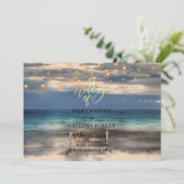 Summer Blue Ocean Beach Wedding Invitations Save The Date (Staand voorkant)