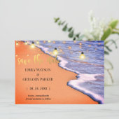 Summer Blue Ocean Beach Wedding Invitations Save The Date (Staand voorkant)