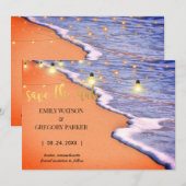 Summer Blue Ocean Beach Wedding Invitations Save The Date (Voorkant / Achterkant)