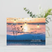 Summer Blue Ocean Beach Wedding Invitations Save The Date (Staand voorkant)