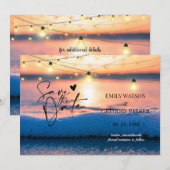 Summer Blue Ocean Beach Wedding Invitations Save The Date (Voorkant / Achterkant)
