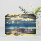 Summer Blue Ocean Beach Wedding Invitations Save The Date (Staand voorkant)