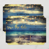Summer Blue Ocean Beach Wedding Invitations Save The Date (Voorkant / Achterkant)