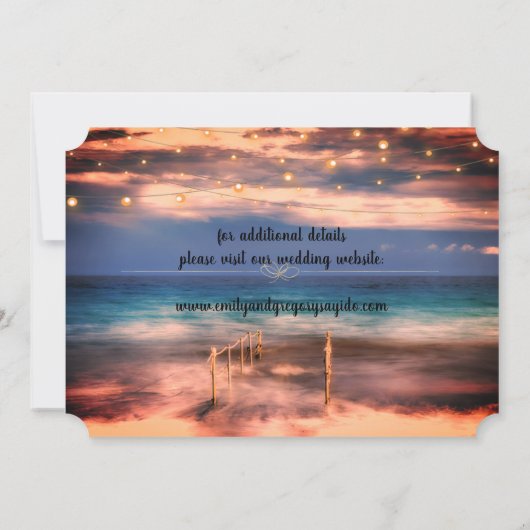 Summer Blue Ocean Beach Wedding Invitations Save The Date (Achterkant)