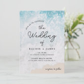 Summer Blue Ocean Beach Wedding Kaart (Staand voorkant)