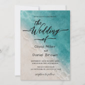 Summer Blue Ocean Beach Wedding Kaart (Voorkant)