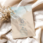 Summer Blue Ocean Beach Wedding Kaart