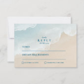 Summer Blue Ocean Beach Wedding RSVP Kaartje (Voorkant)