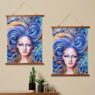 Summer Blue Ocean Wave Anime Abstract Girl Artwork Hangend Wandkleed