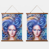 Summer Blue Ocean Wave Anime Abstract Girl Artwork Hangend Wandkleed (Dubbel)