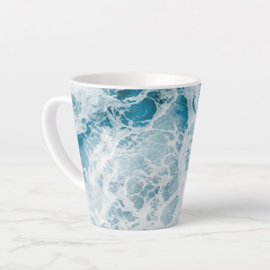 Summer Blue Ocean Wave Latte Mok (Linkerhoek)