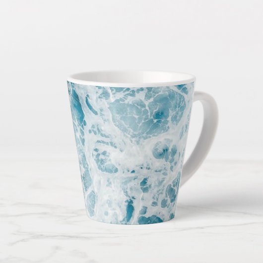 Summer Blue Ocean Wave Latte Mok (Rechterhoek)