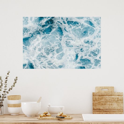 Summer Blue Ocean Wave Poster (Keuken)
