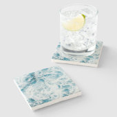 Summer Blue Ocean Wave Stenen Onderzetter (Zijkant)