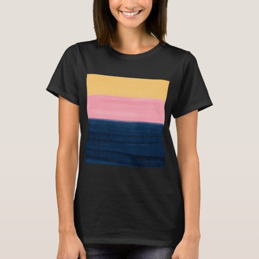 Summer Blue Pink Yellow Strokes Stripint Paint T-shirt (Voorkant)