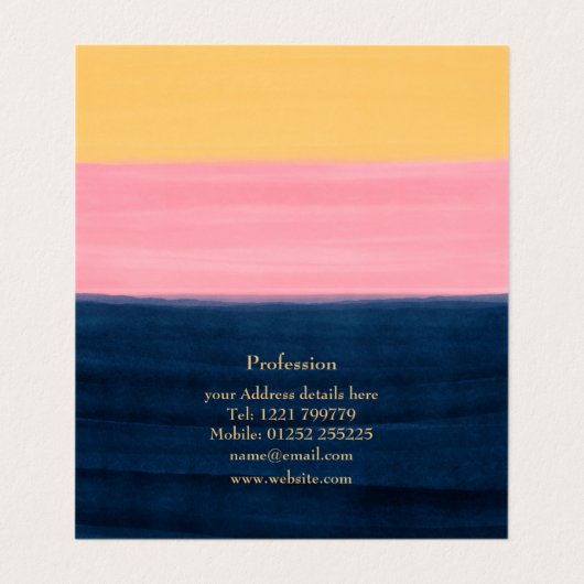 Summer Blue Pink Yellow Strokes Stripint Paint Visitekaartje (Binnenkant ongevouwen)