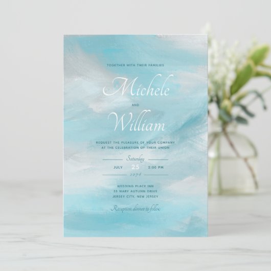 Summer Blue Sky Clouds Weddenschap Kaart (Staand voorkant)