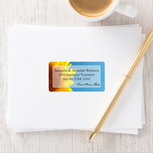 Summer Blue Sky met Gellow Sunflower Etiket (Insitu)