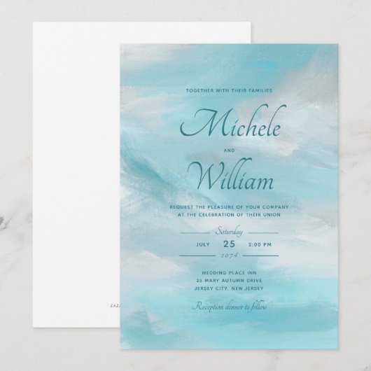 Summer Blue Sky White Clouds Weddenschap Kaart (Voorkant / Achterkant)