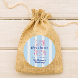 Summer Blue Stripe Beach Life Verjaardagsfeest Ronde Sticker