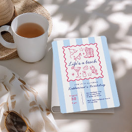 Summer Blue Stripes Beach Life Birthday Party  Kaart