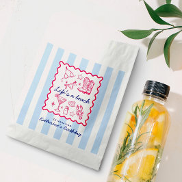 Summer Blue Stripes Pink Beach Favorites Birthday  Bedankzakje