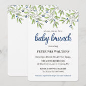 Summer Blueberry Foliage Baby Brunch Invitation Kaart (Voorkant / Achterkant)