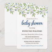 Summer Blueberry Foliage Baby shower Invitation Kaart (Voorkant / Achterkant)