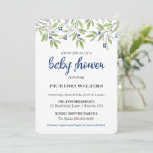 Summer Blueberry Foliage Baby shower Invitation Kaart (Staand voorkant)