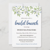 Summer Blueberry Foliage Bridal Brunch Invitation Kaart (Voorkant)
