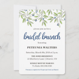 Summer Blueberry Foliage Bridal Brunch Invitation Kaart