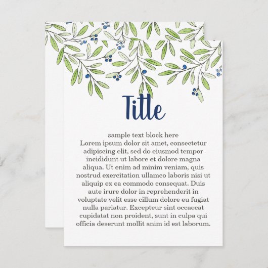 Summer Blueberry Foliage  Insert Kaart (Voorkant / Achterkant)