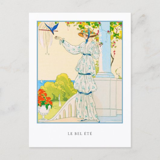 Summer Bluebird Franse Mode Briefkaart (Voorkant)