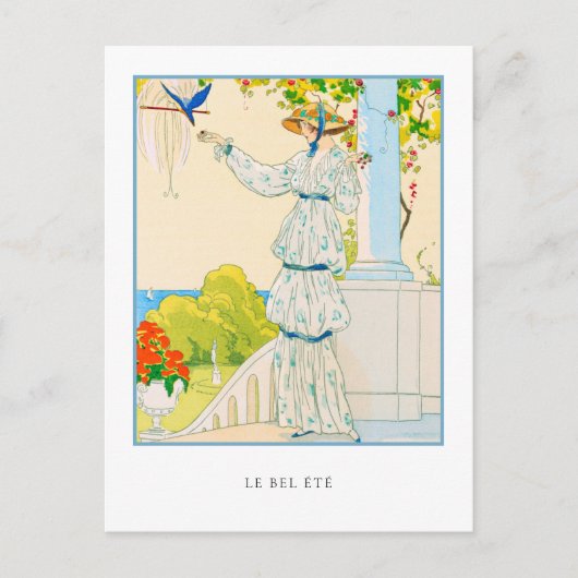 Summer Bluebird Franse Mode Briefkaart (Voorkant)