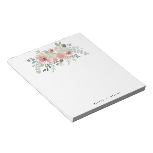 Summer Blush Pink Flowers Greenery Notitieblok (Schuin)