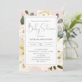 Summer Blush Waterverf Roze Bloemen Baby shower Kaart (Staand voorkant)